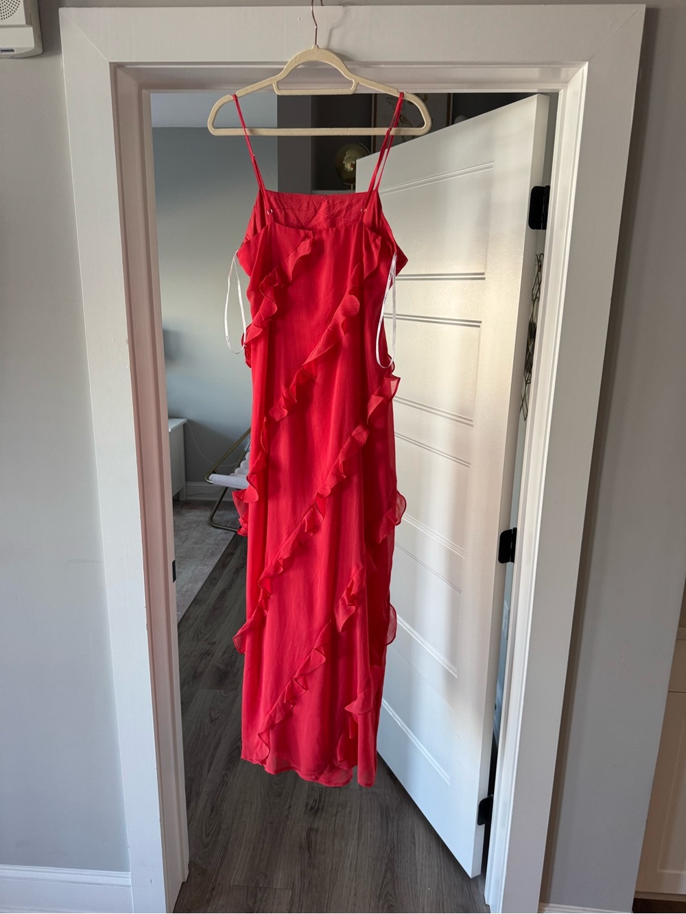 MINKPINK Venus Ruffle Maxi Dress Coral